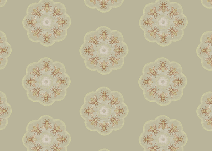 Bee Rosette Mural - Beeswax - Sample
