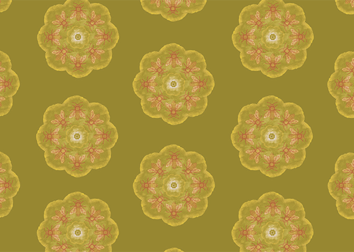 Bee Rosette Mural - Chartreuse - Sample
