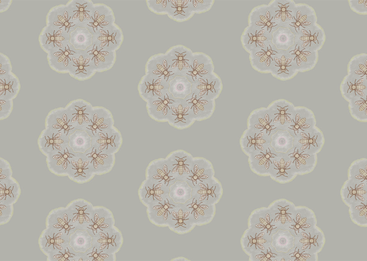 Bee Rosette Mural - Bleached Out - Sample