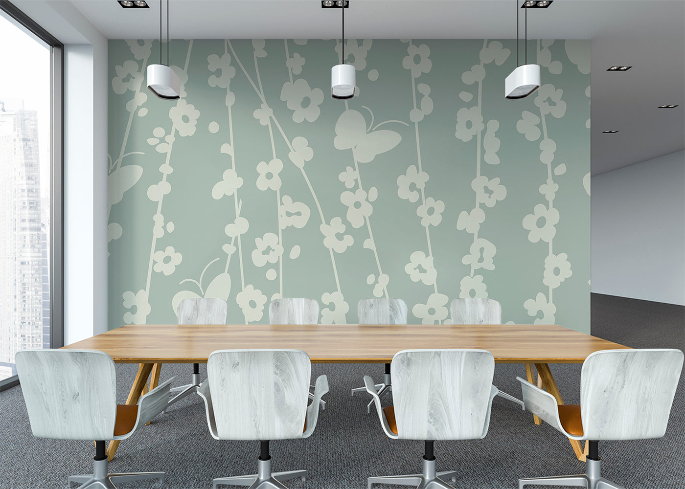 Daisy Chain Mural - Muted Slate Blue