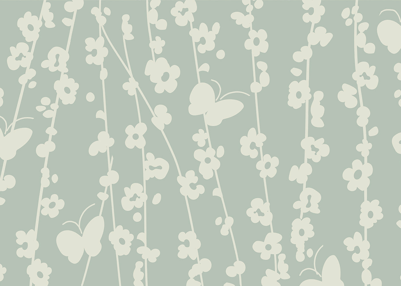Daisy Chain Mural - Muted Slate Blue - Sample