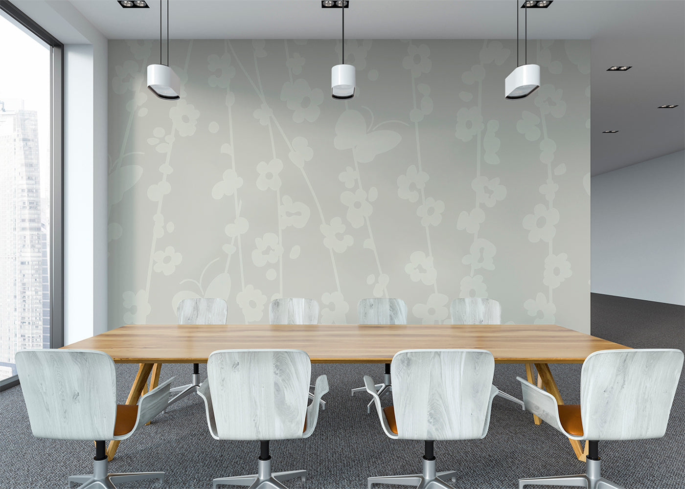 Daisy Chain Mural - Platinum Gray