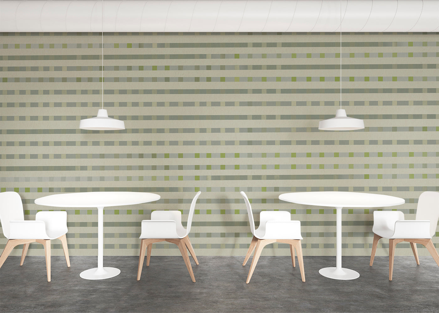 Stripe Checks Mural - Greenware Grigio