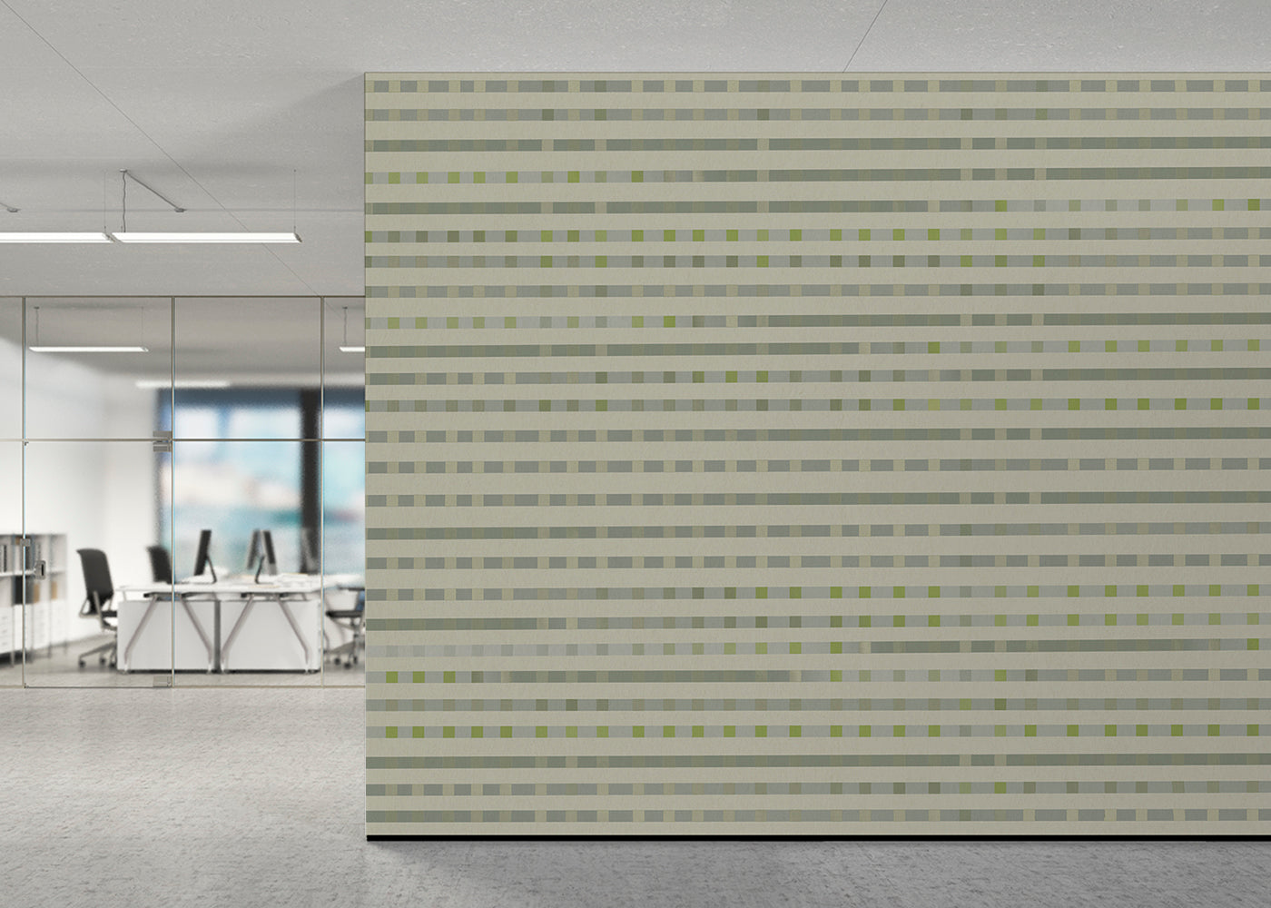 Stripe Checks Mural - Greenware Grigio
