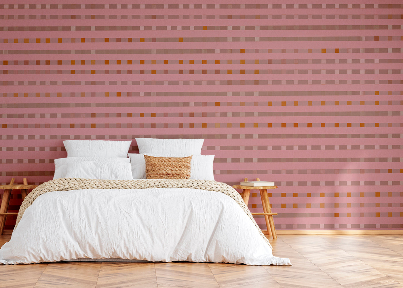Stripe Checks Mural - Roseate Brown