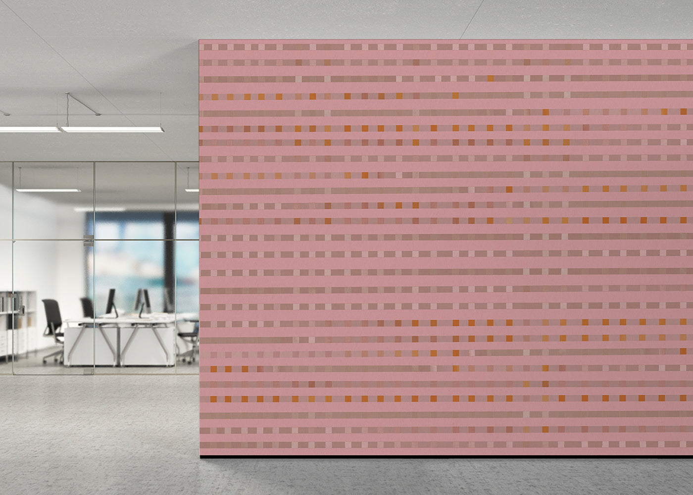 Stripe Checks Mural - Roseate Brown
