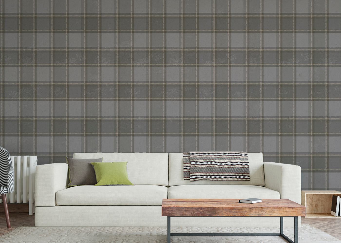 Phat Plaid Mural - Glasgow Gray
