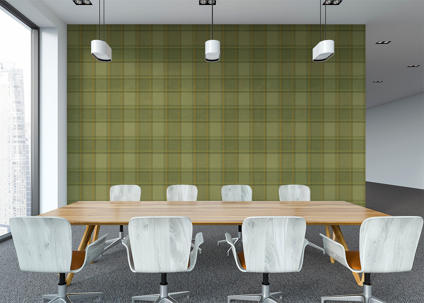 Phat Plaid Mural - Royal Moss