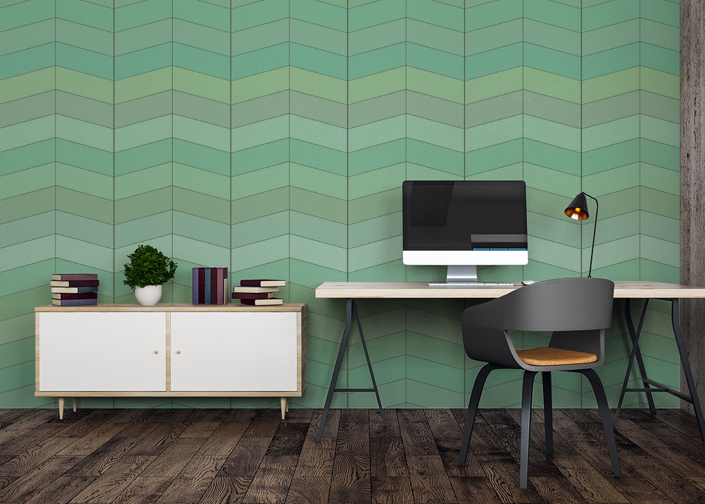 Chevron Deco - Pergola Green