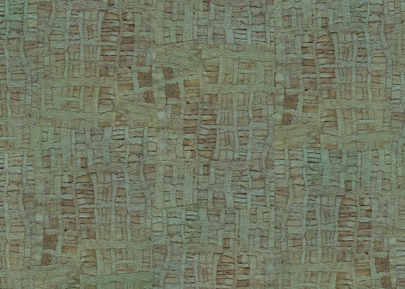 Raffia Tapestry Mural - Blue Green - Sample