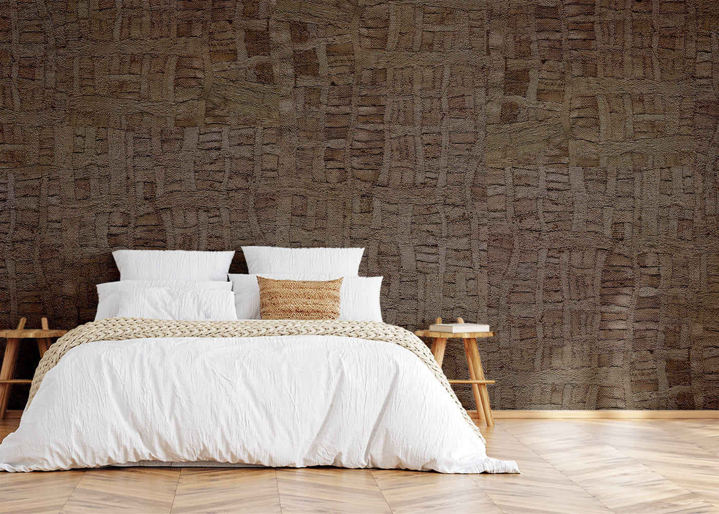 Raffia Tapestry Mural - Violet Brown