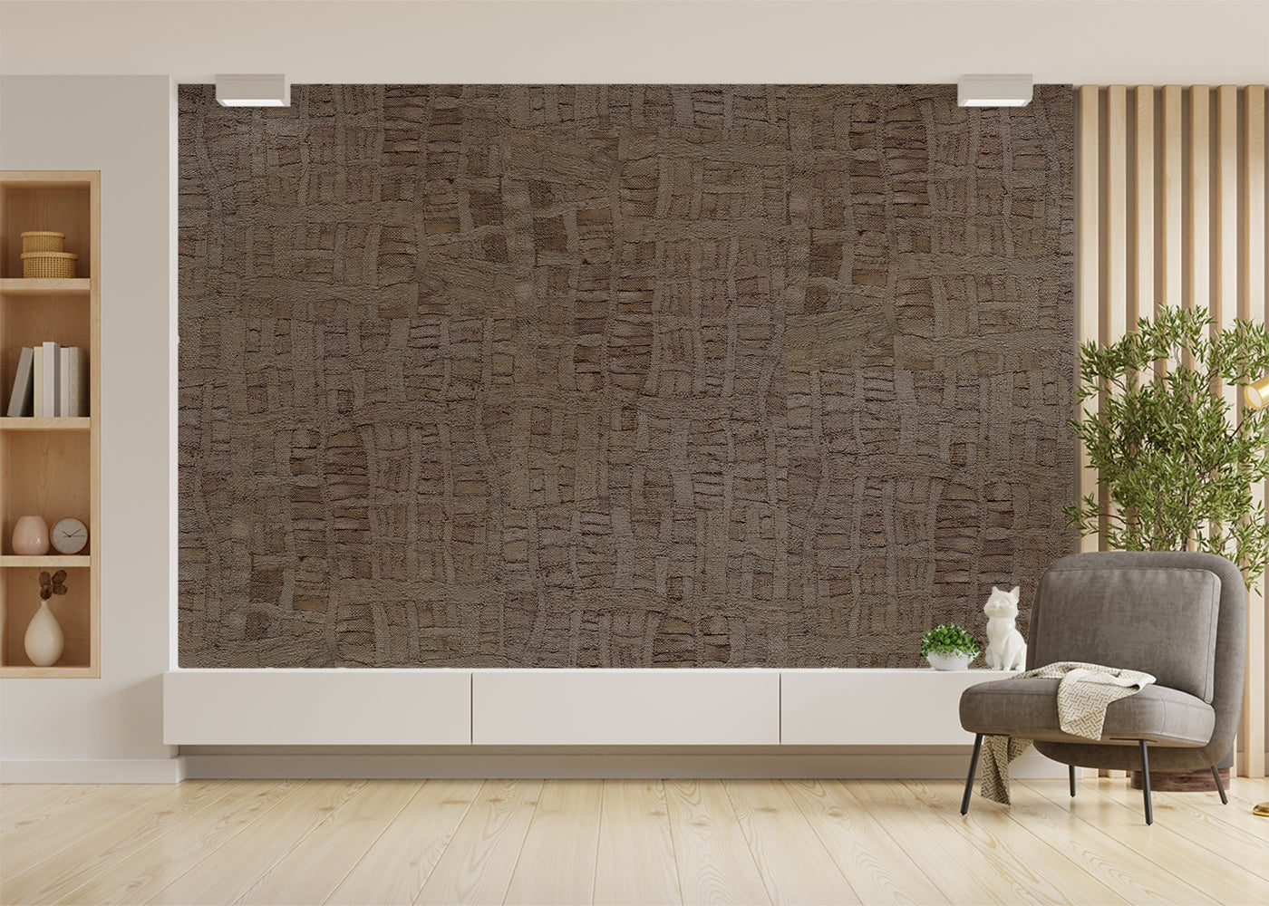 Raffia Tapestry Mural - Violet Brown