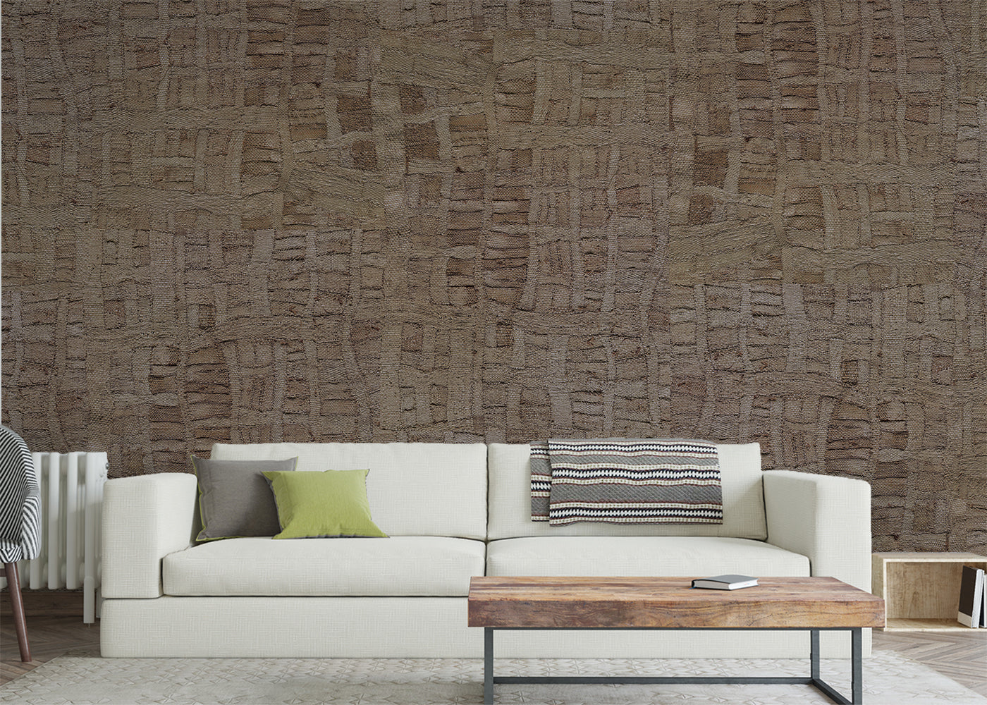 Raffia Tapestry Mural - Violet Brown
