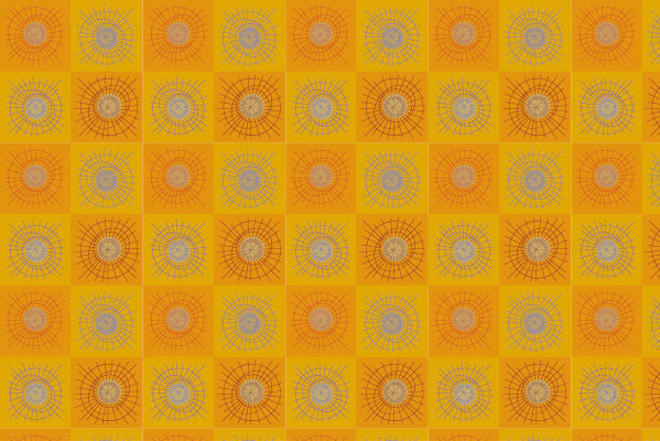 Rays & Circles E - Saffron Checks - Sample