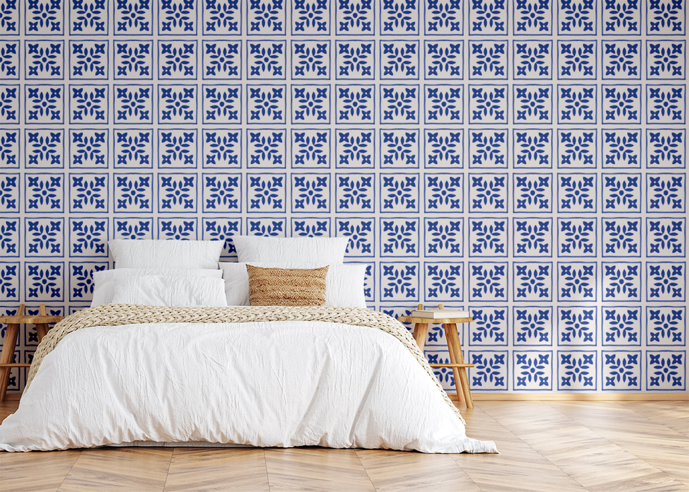Foliar Quadrant Tiles - Navy