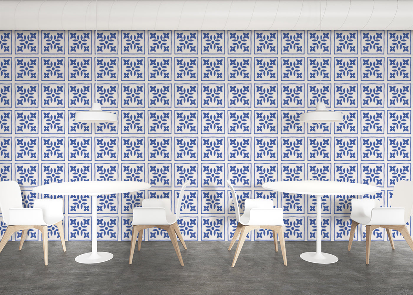 Foliar Quadrant Tiles - Navy