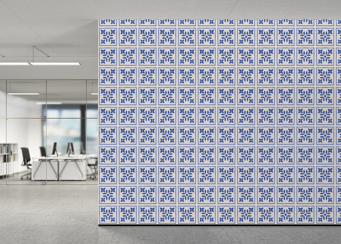 Foliar Quadrant Tiles - Navy