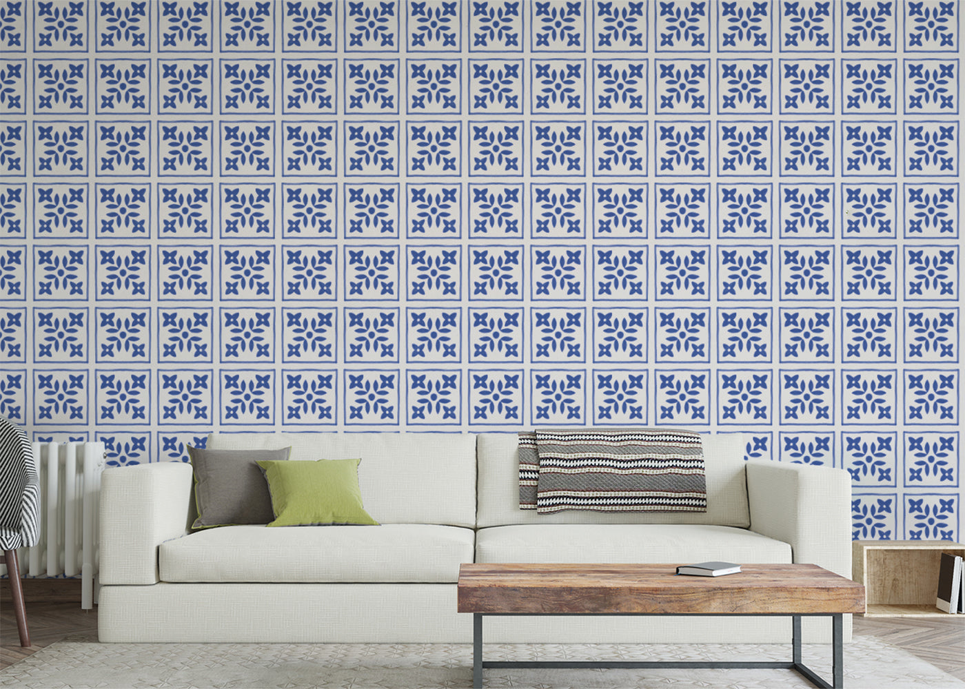 Foliar Quadrant Tiles - Navy