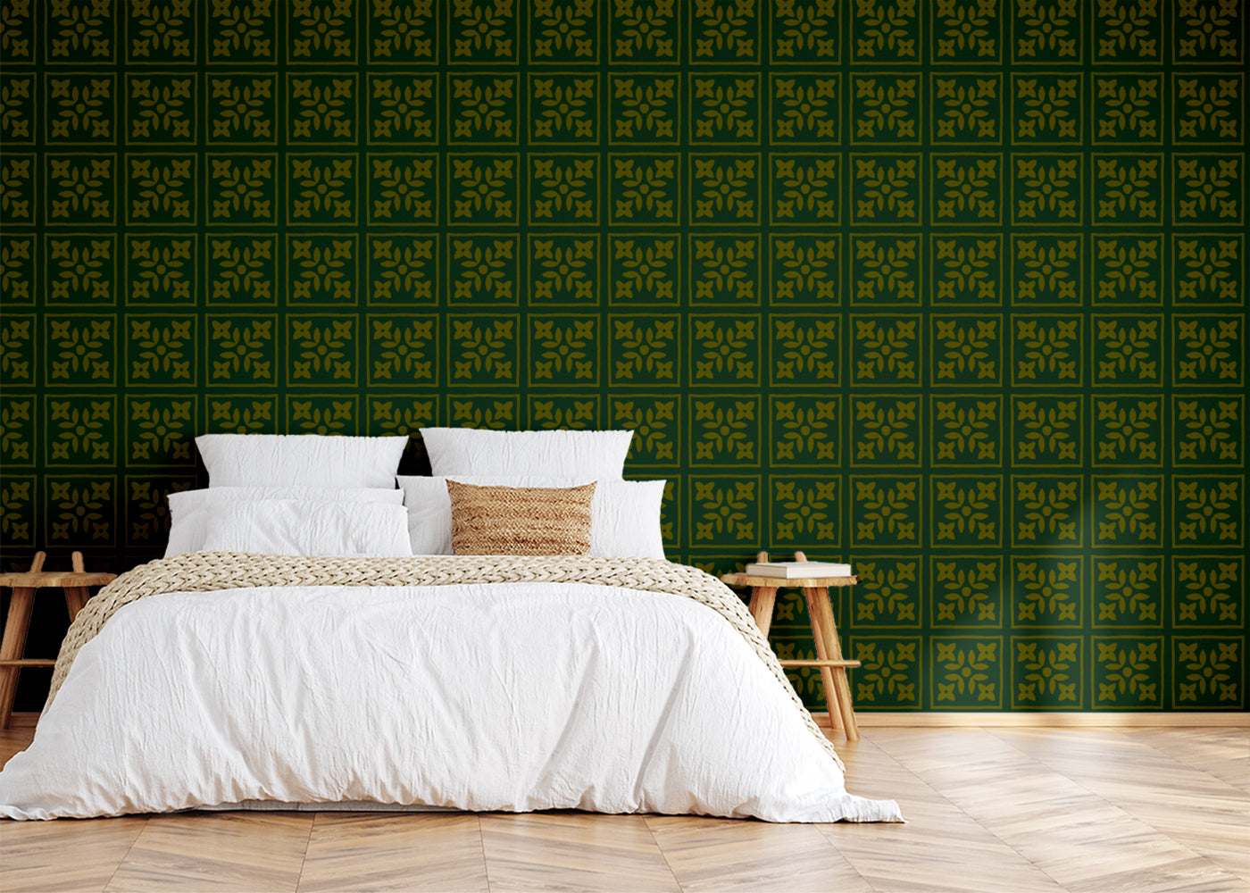 Foliar Quadrant Tiles - Green and Gold