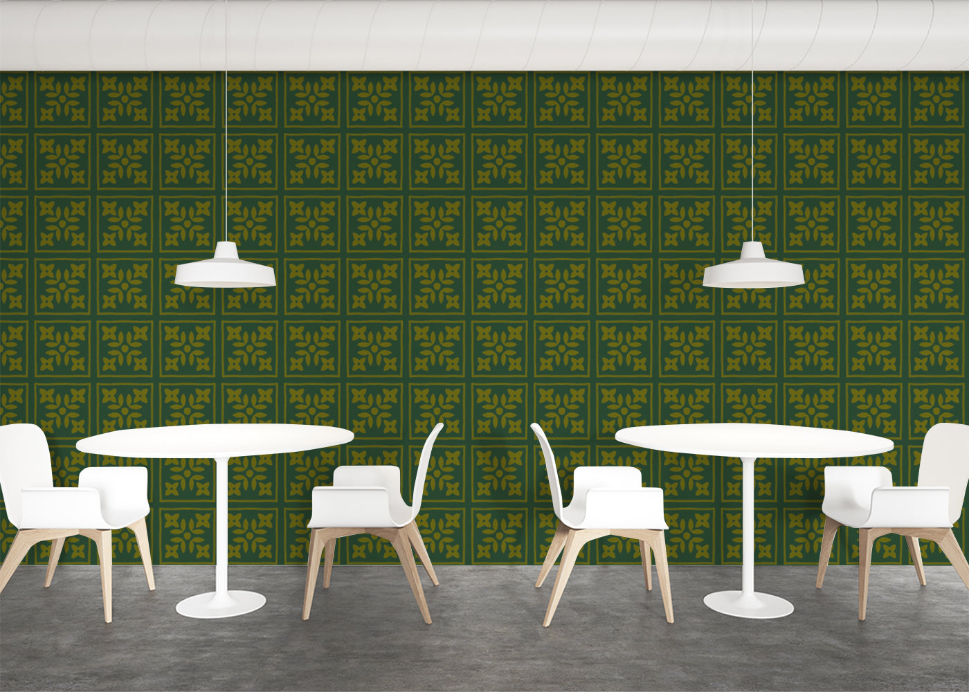 Foliar Quadrant Tiles - Green and Gold