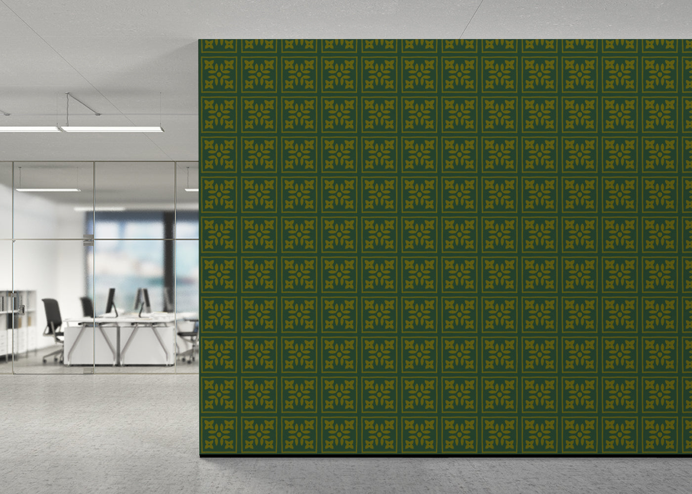 Foliar Quadrant Tiles - Green and Gold