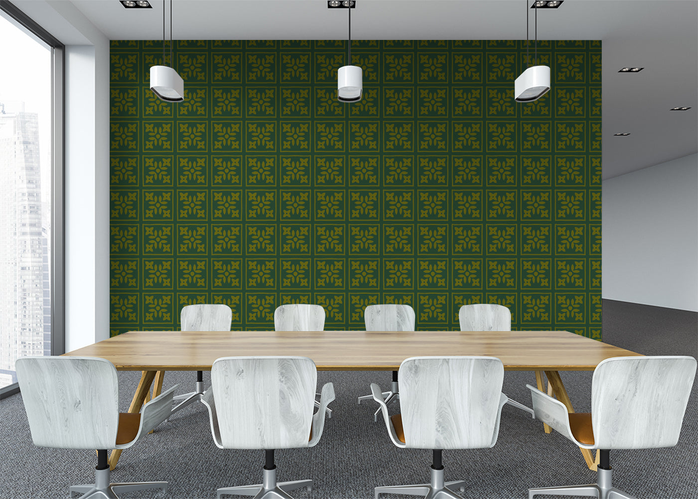 Foliar Quadrant Tiles - Green and Gold