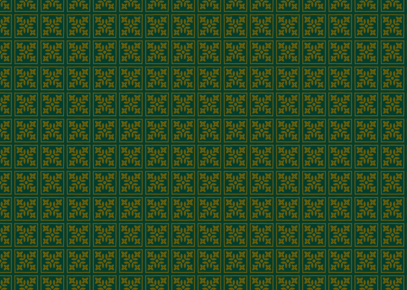 Foliar Quadrant Tiles - Green and Gold - Sample