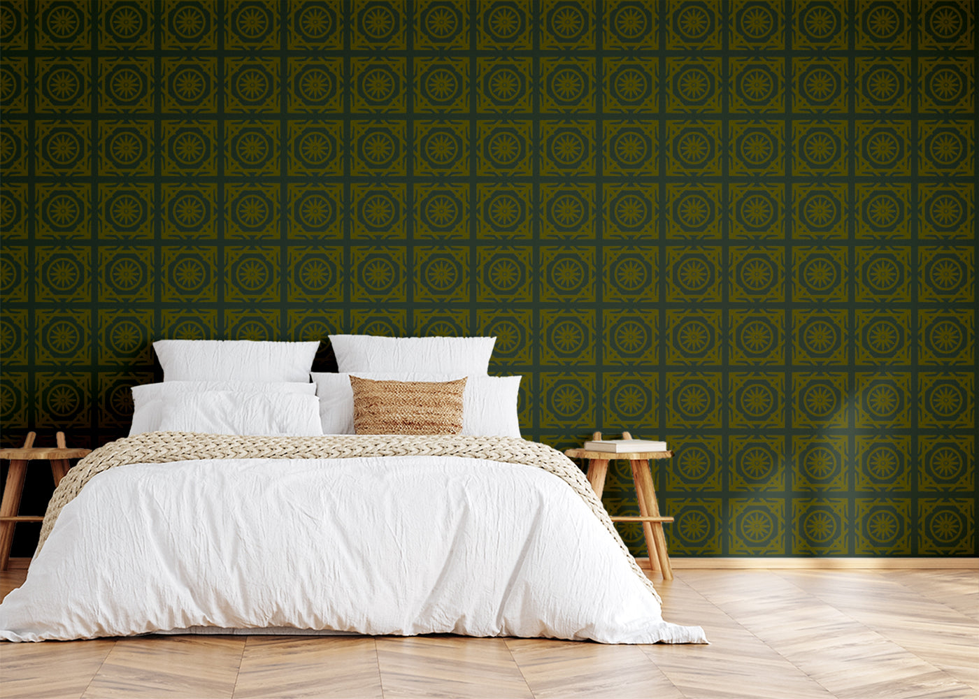Compass Rose Tiles - Green and Gold