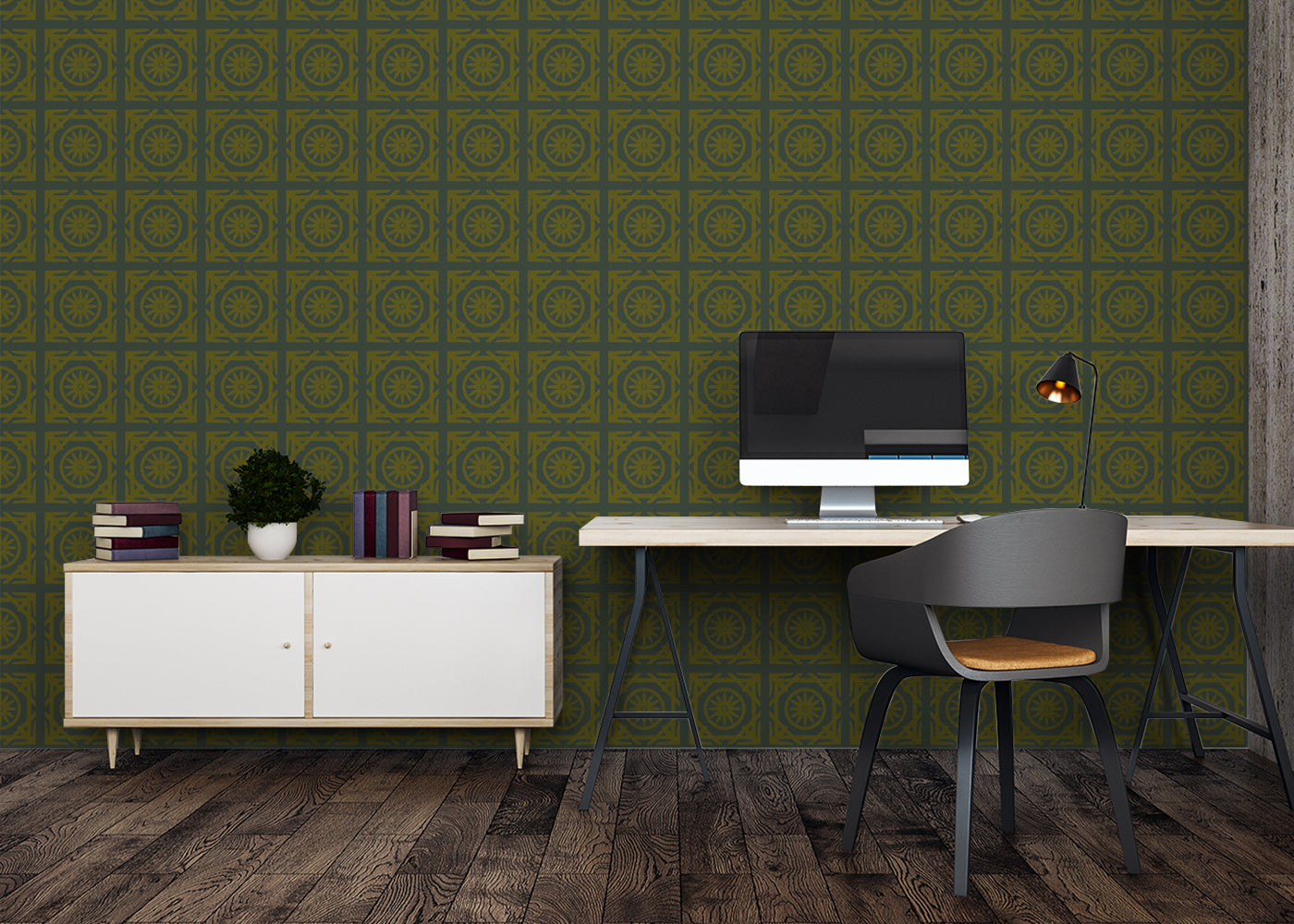 Compass Rose Tiles - Green and Gold