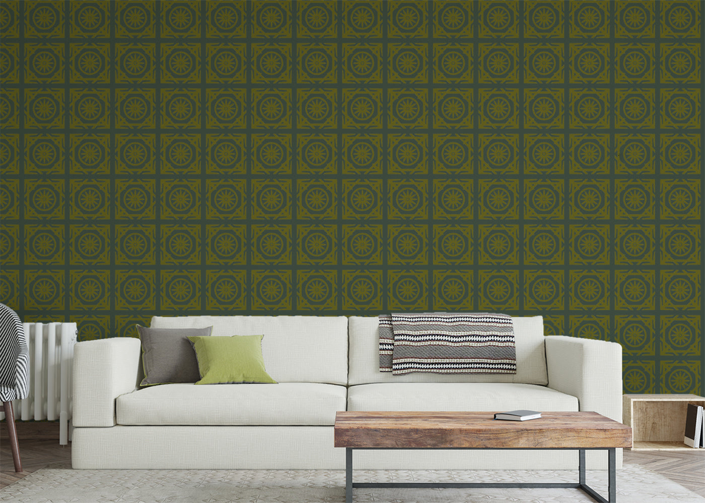 Compass Rose Tiles - Green and Gold