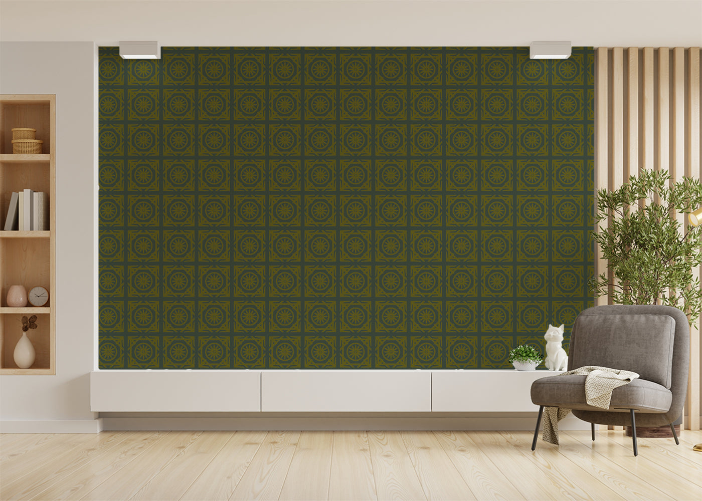 Compass Rose Tiles - Green and Gold