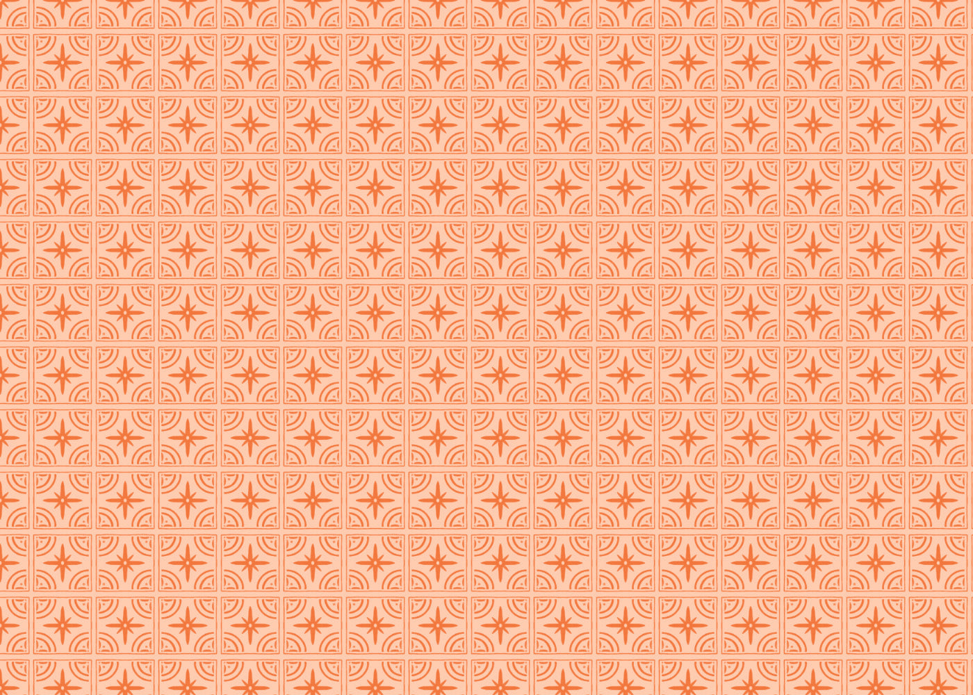 Crescent Whirls Tiles - Orange - Sample