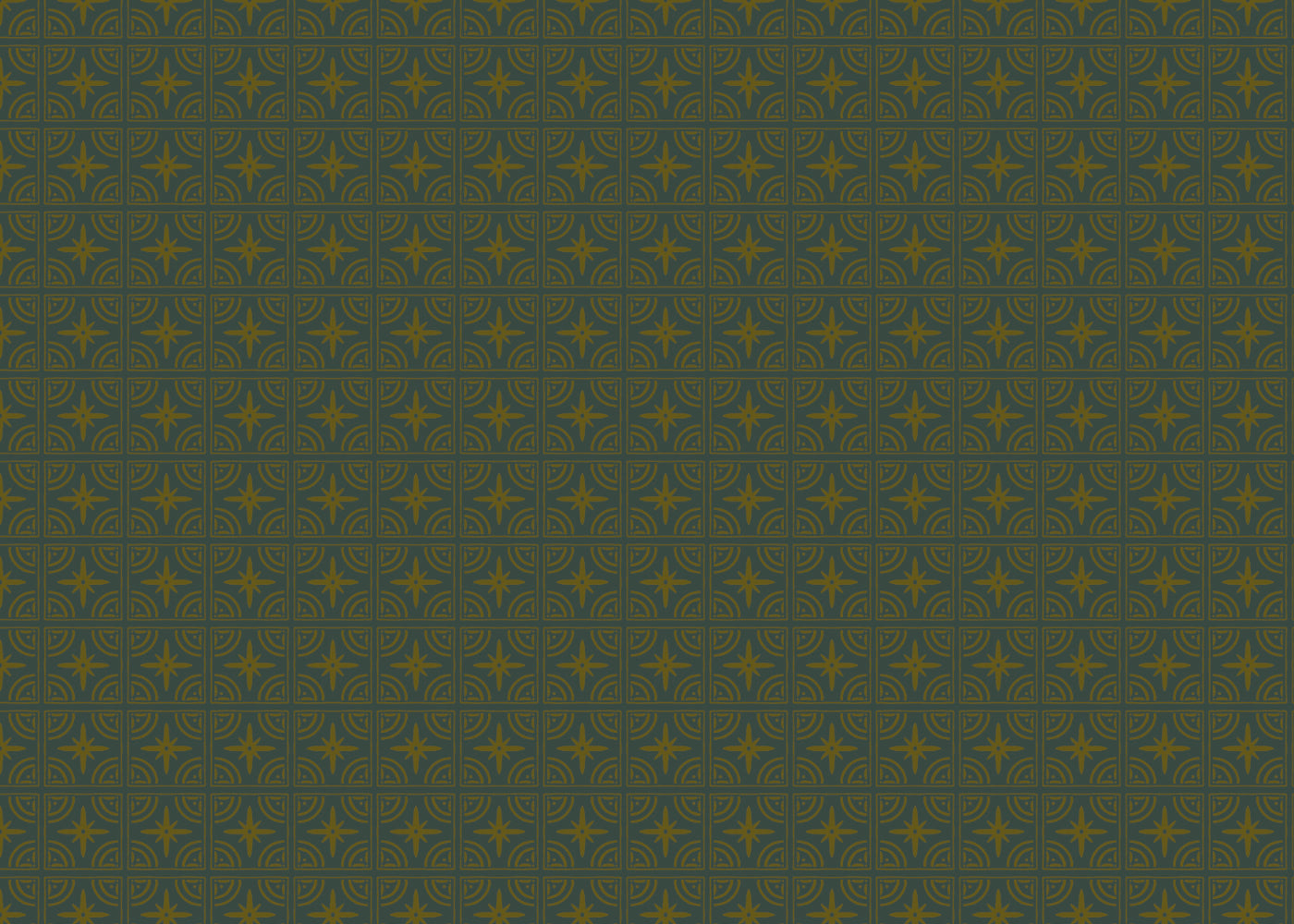 Crescent Whirls Tiles - Green and Gold - Sample