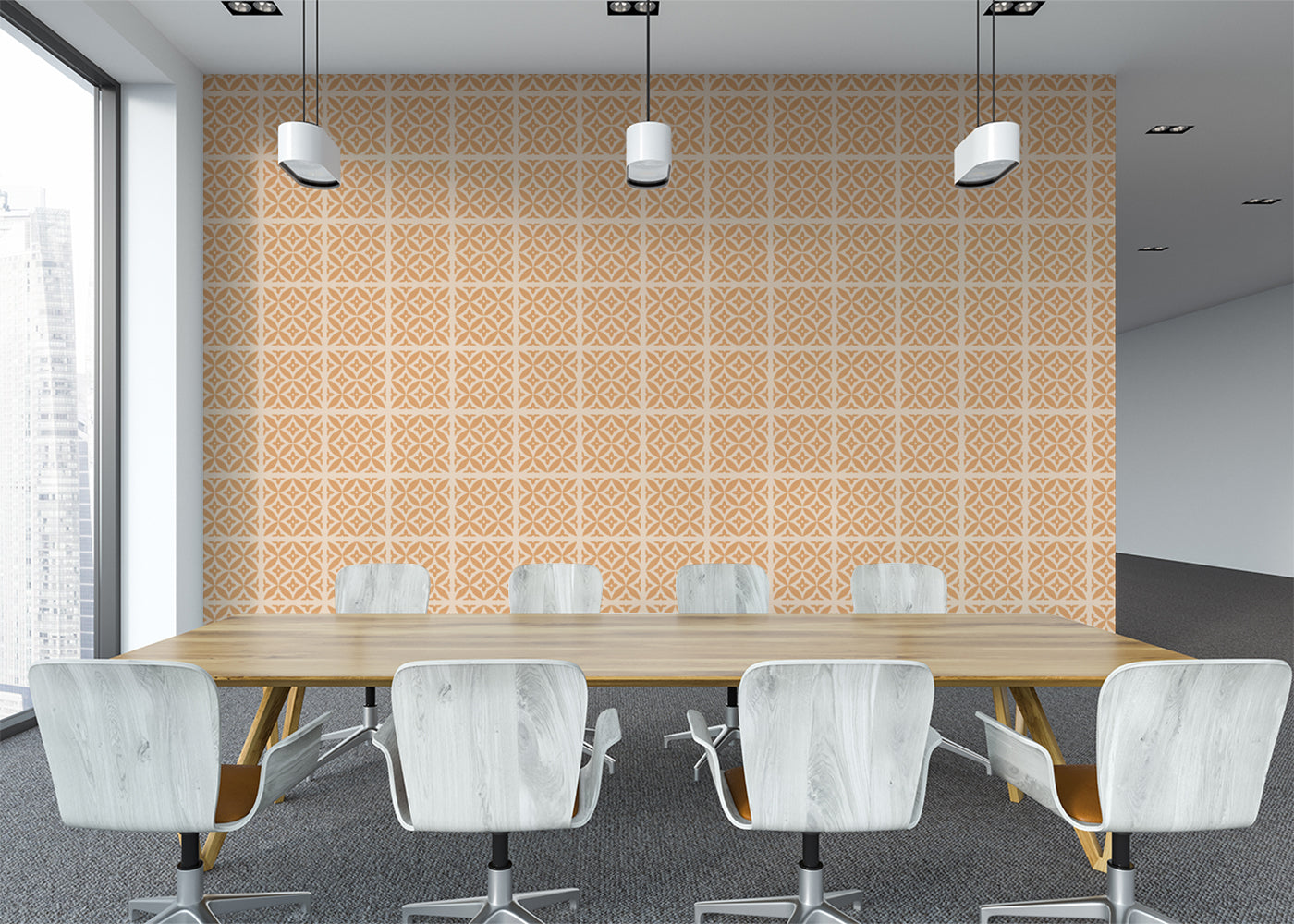 Crossed Petals Tiles - Orange