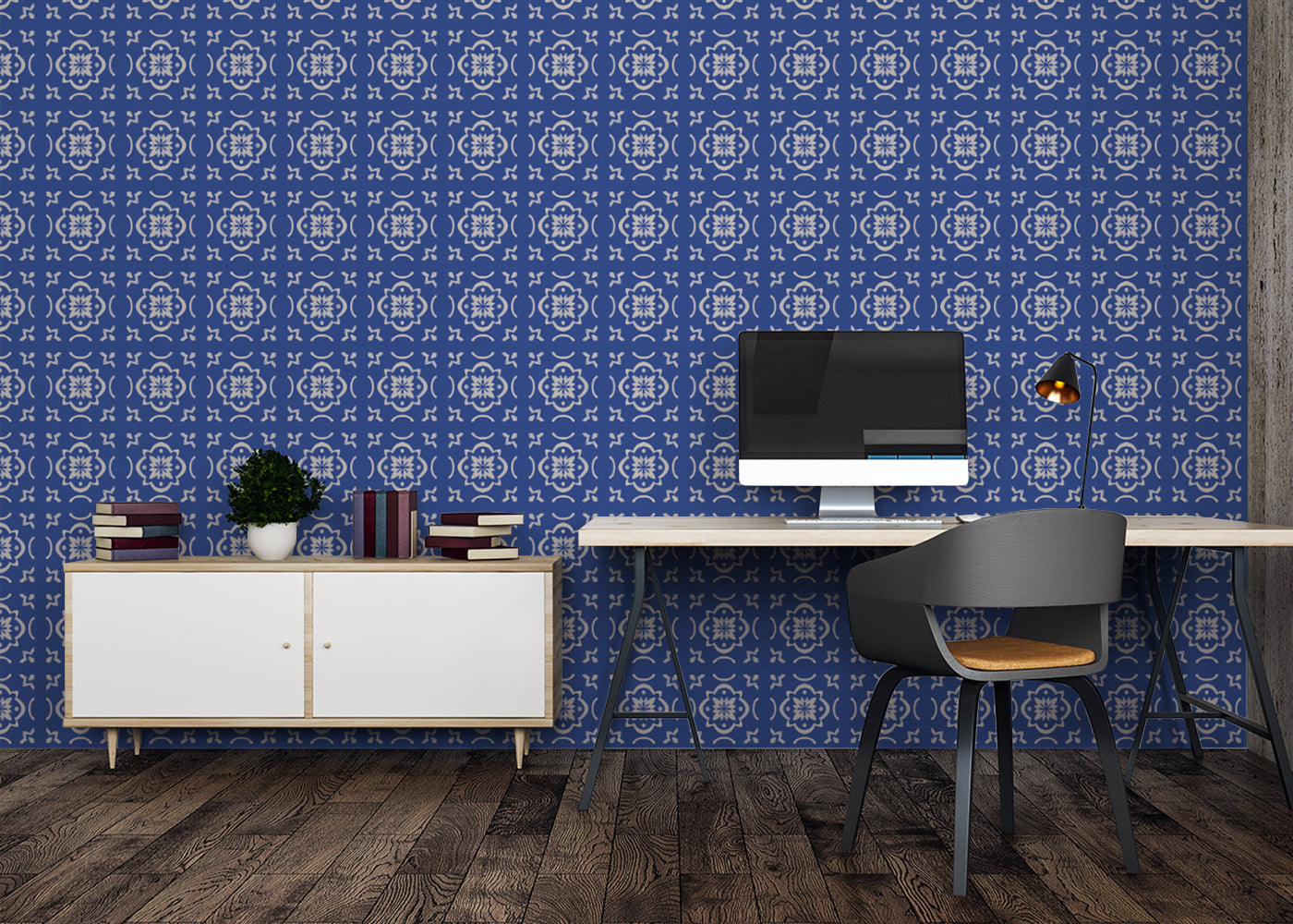 Garden Lattice Tiles - Blue
