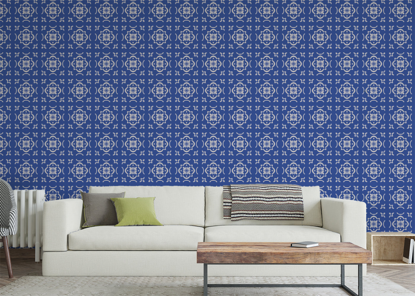 Garden Lattice Tiles - Blue