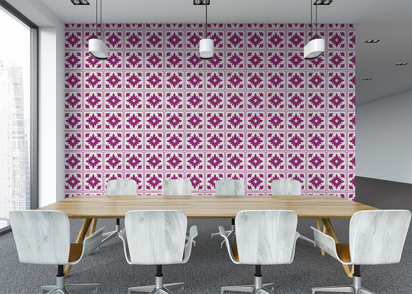 Floret Squares Tiles - Pink