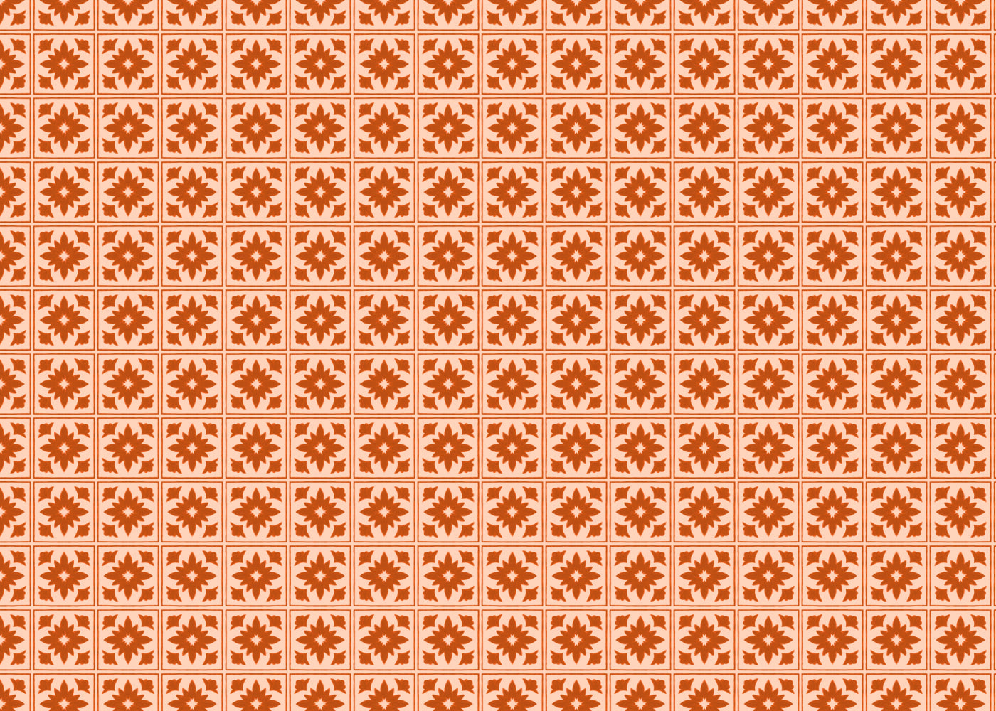 Floret Squares Tiles - Orange - Sample