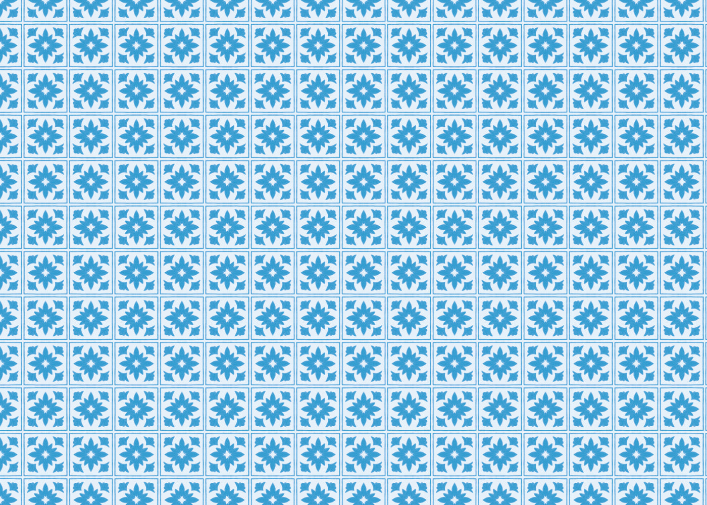 Floret Squares Tiles - Blue - Sample