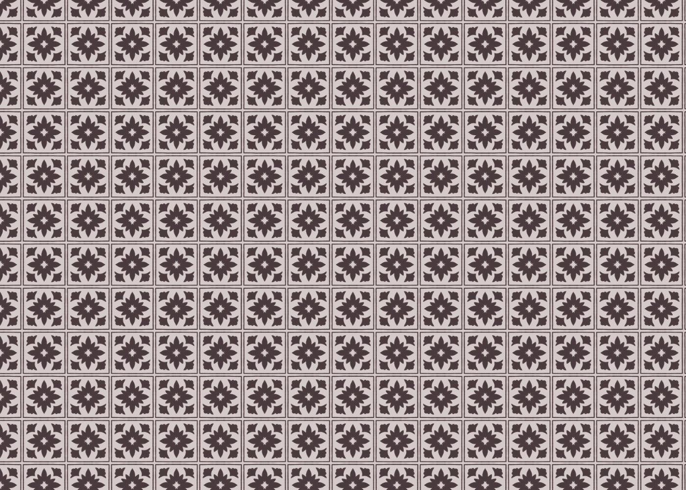 Floret Squares Tiles - Black and White - Sample