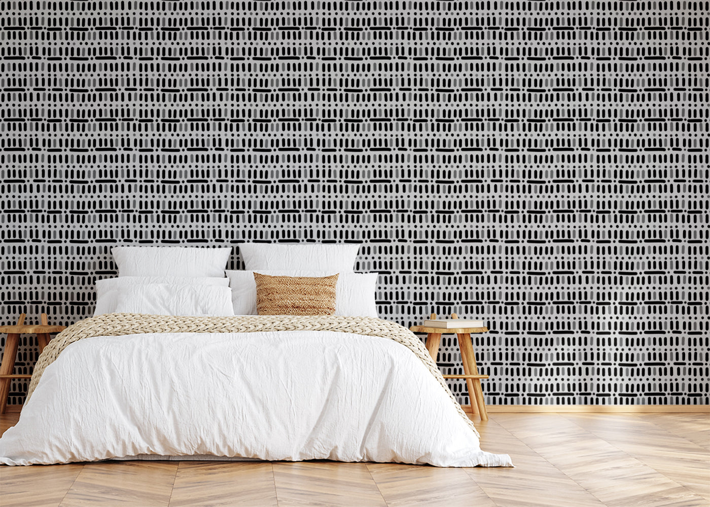 Baroque Dots and Stripes - Black and White