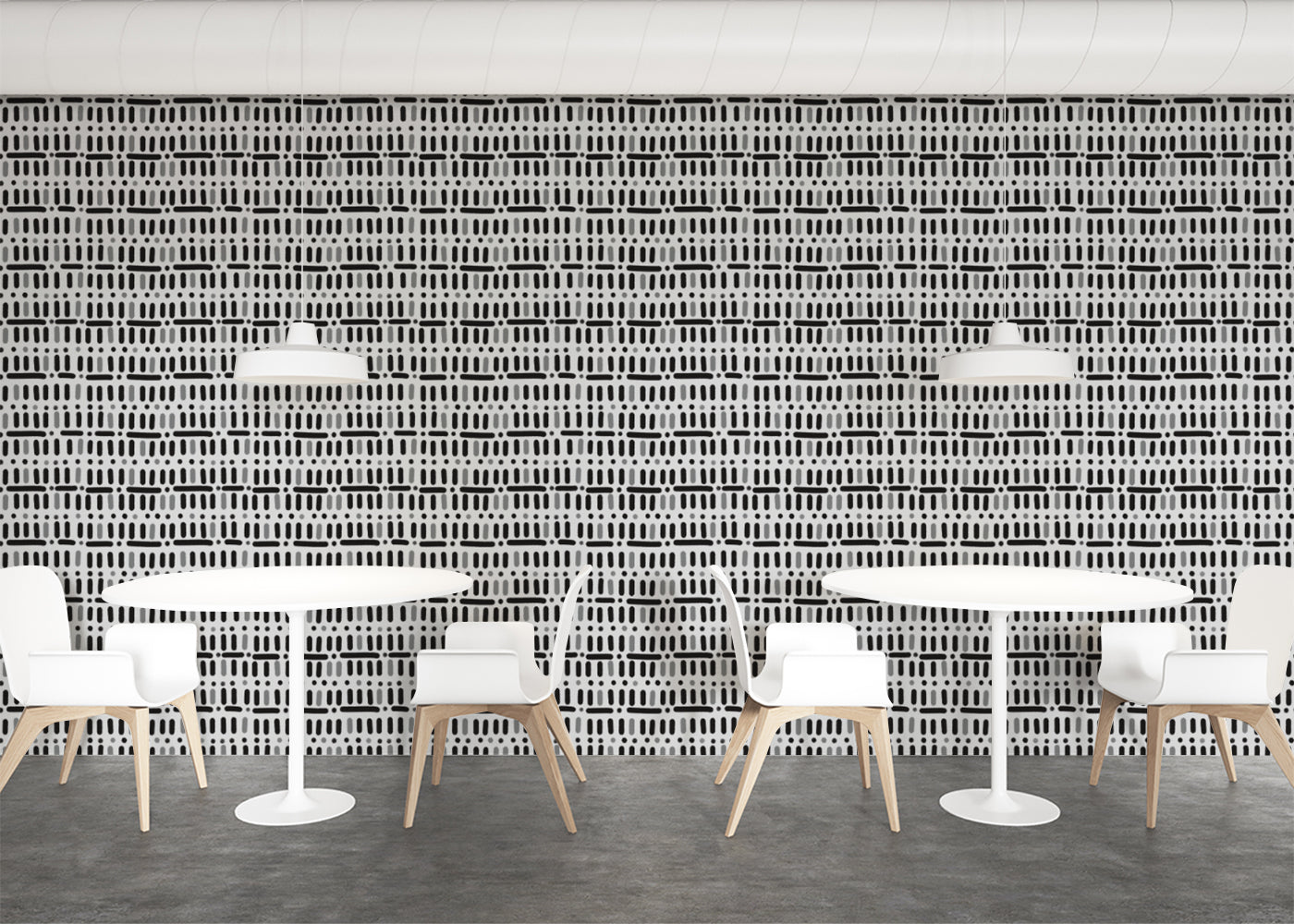 Baroque Dots and Stripes - Black and White