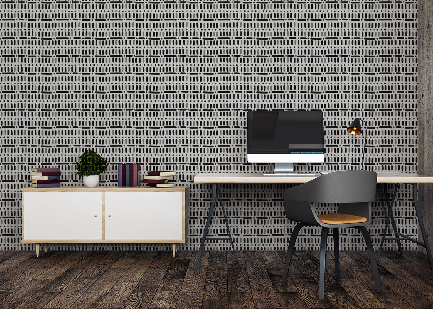 Baroque Dots and Stripes - Black and White