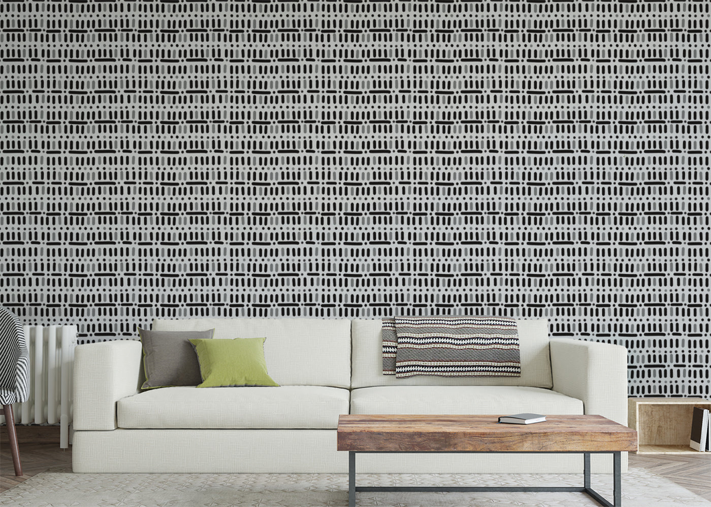 Baroque Dots and Stripes - Black and White