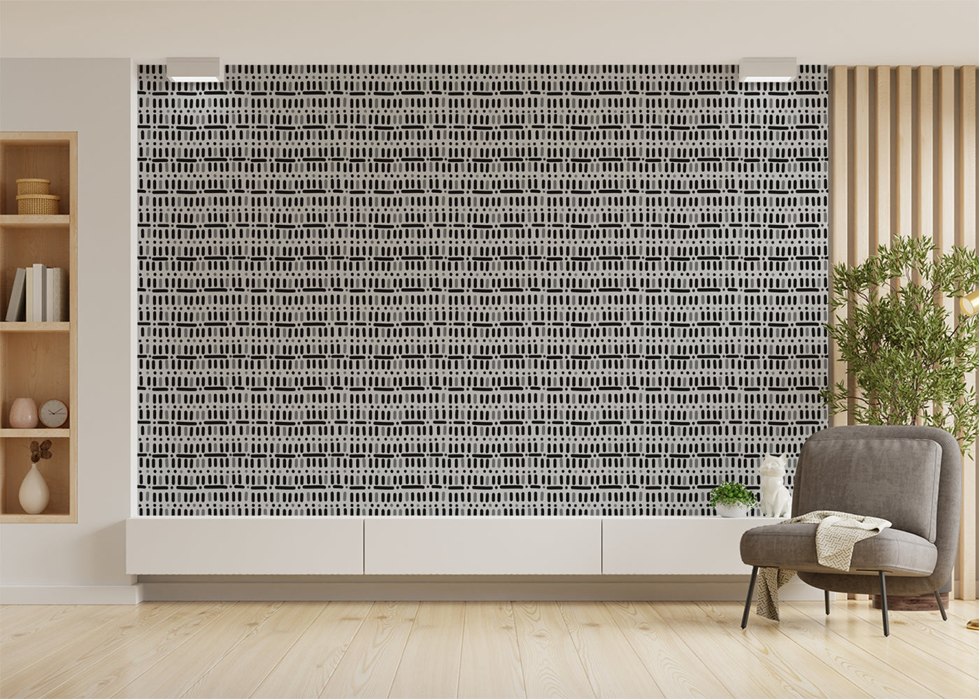 Baroque Dots and Stripes - Black and White