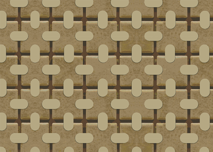 Square Tab Plaid Mural - Ochre - Sample