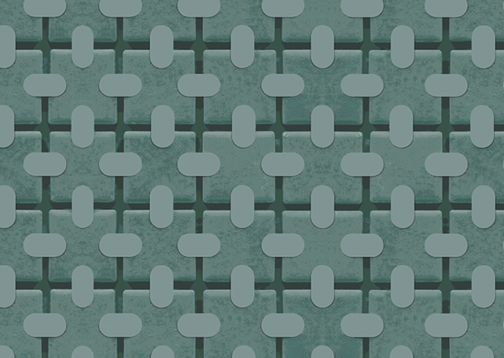 Square Tab Plaid Mural - Lagoon - Sample