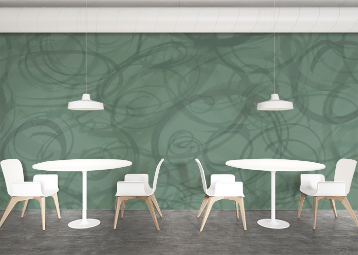 Sumi-e Circles Mural - Kaffir Lime Green