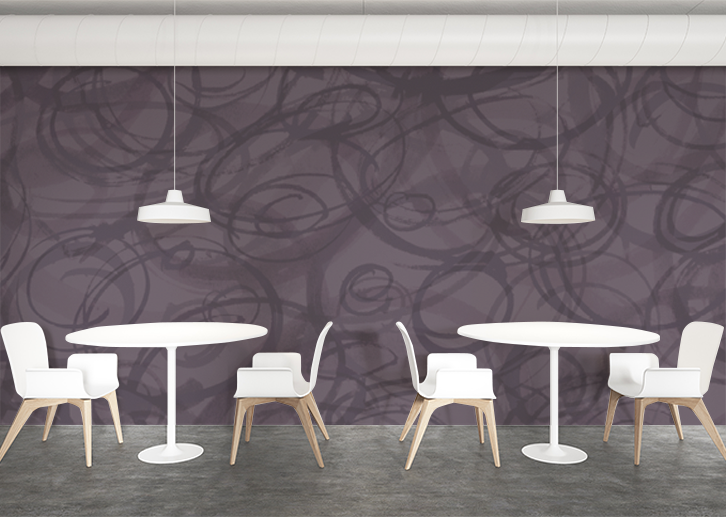Sumi-e Circles Mural - Plum Brown