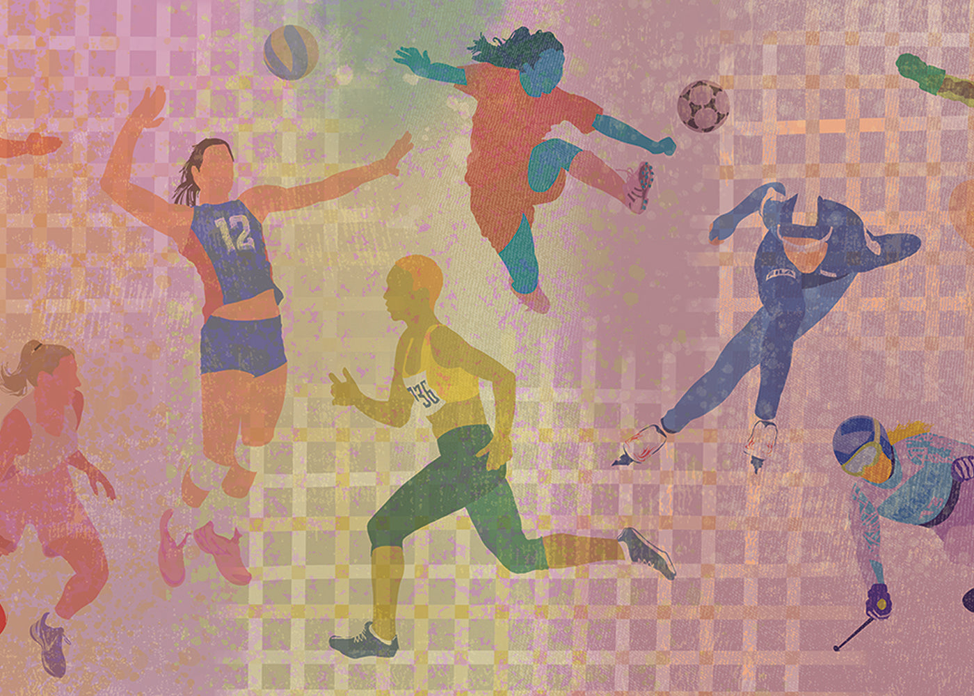 Sports Potpourri Mural - Rose Glow - Sample